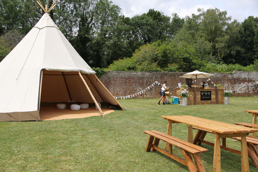 Tipi in a walled garden