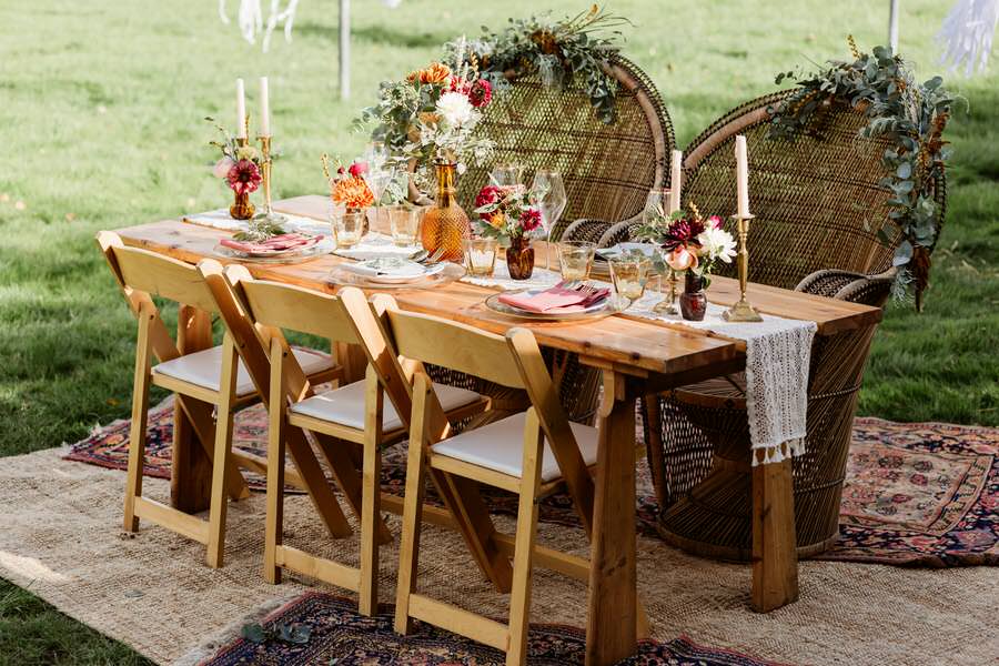 table set with boho styling