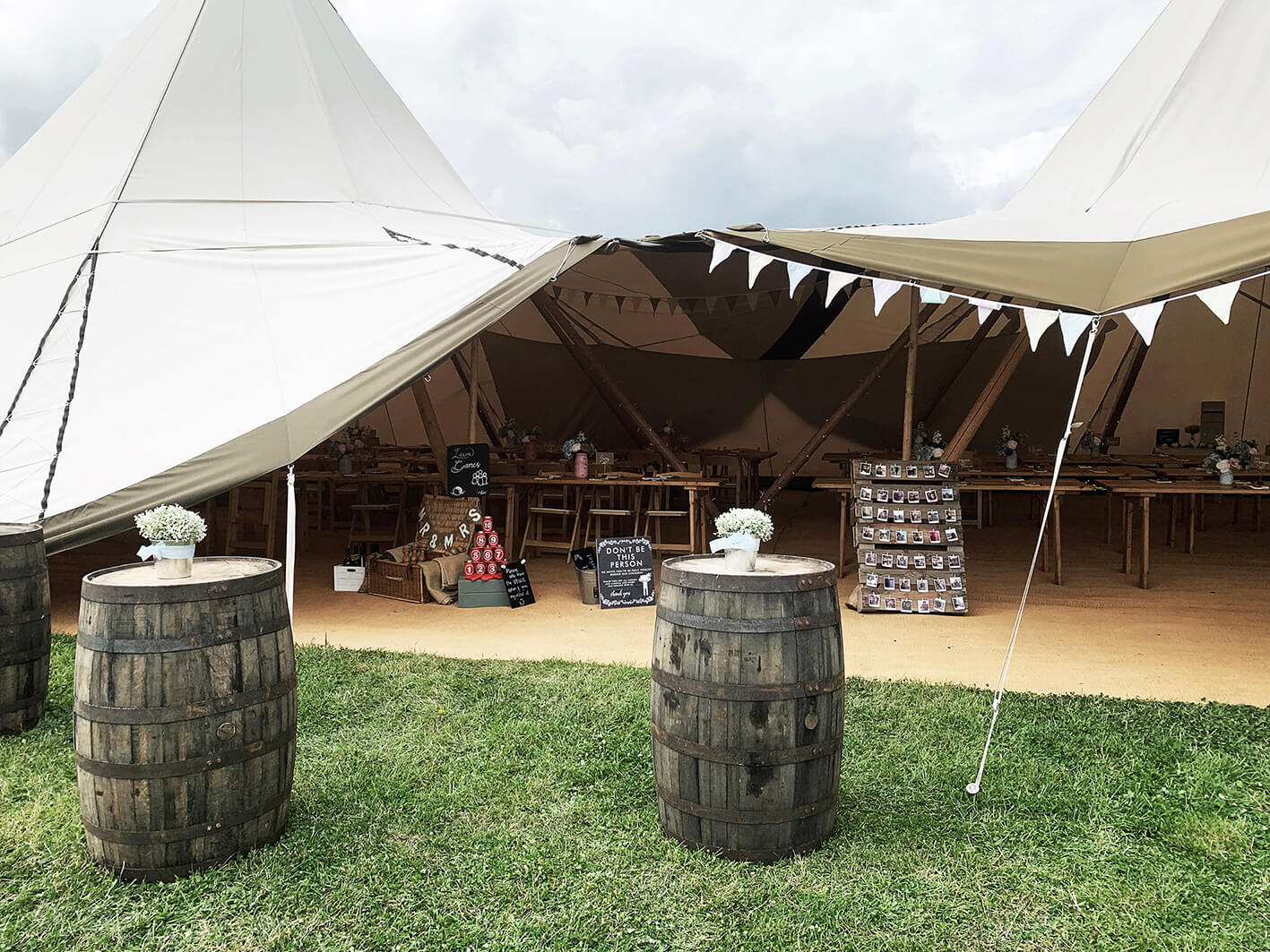 Outdoor wedding tipi decorated