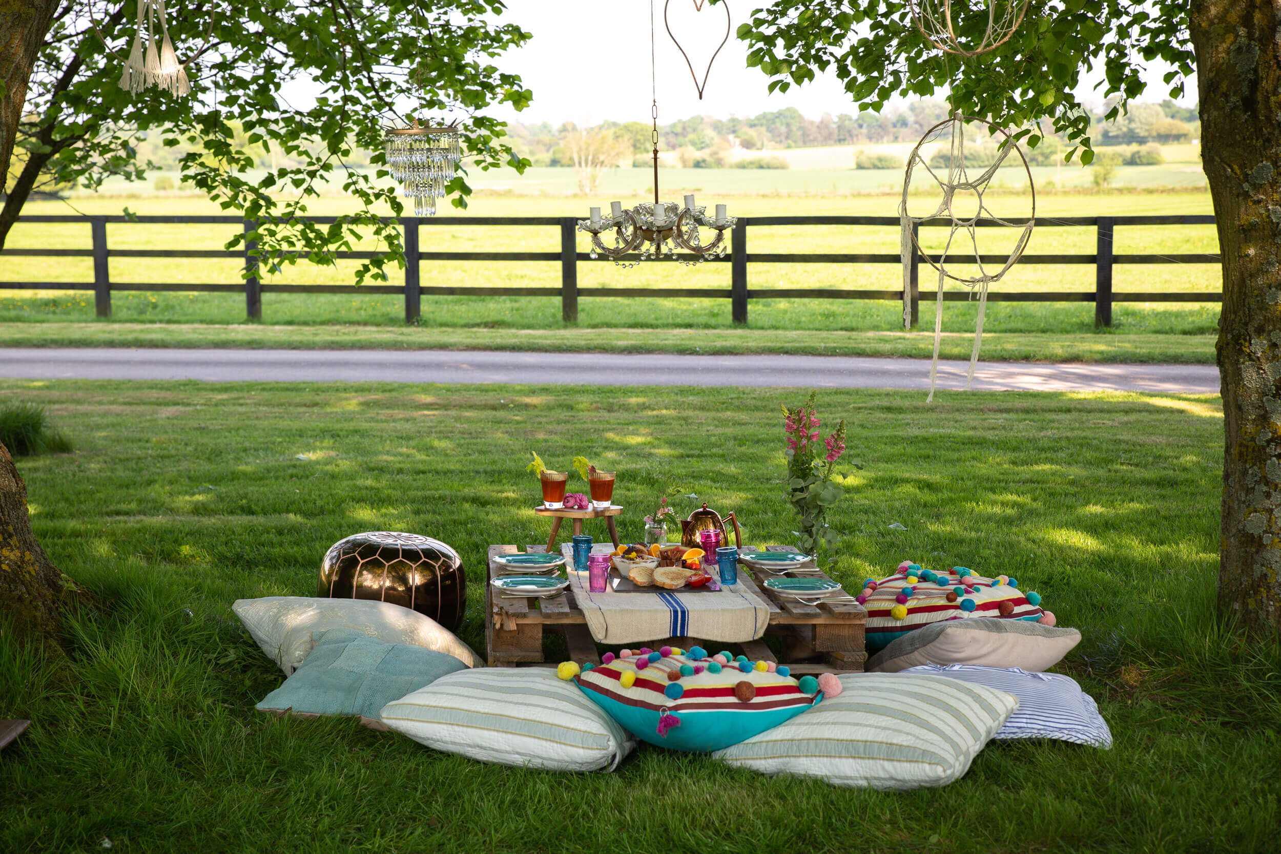 Outdoor wedding ceremony with tipi at Fiesta Fields, Surrey and Sussex